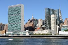 
New York City Roosevelt Island Franklin D Roosevelt Four Freedoms Park View To The United Nations Building and Secretariat, Empire State Building, Chrysler Building
